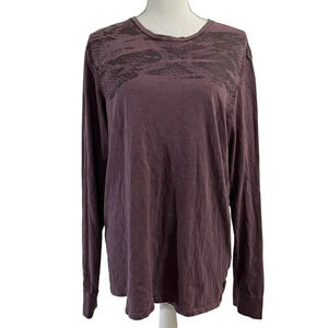 Guess Snakeskin Muted Purple Graphic Long Sleeve Shirt 100% Cotton Knit Graphic